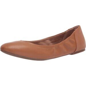 Womens Camel Closed Rounded Toe Slip On Low Wedge Heel Belice Ballet Flat Shoes
